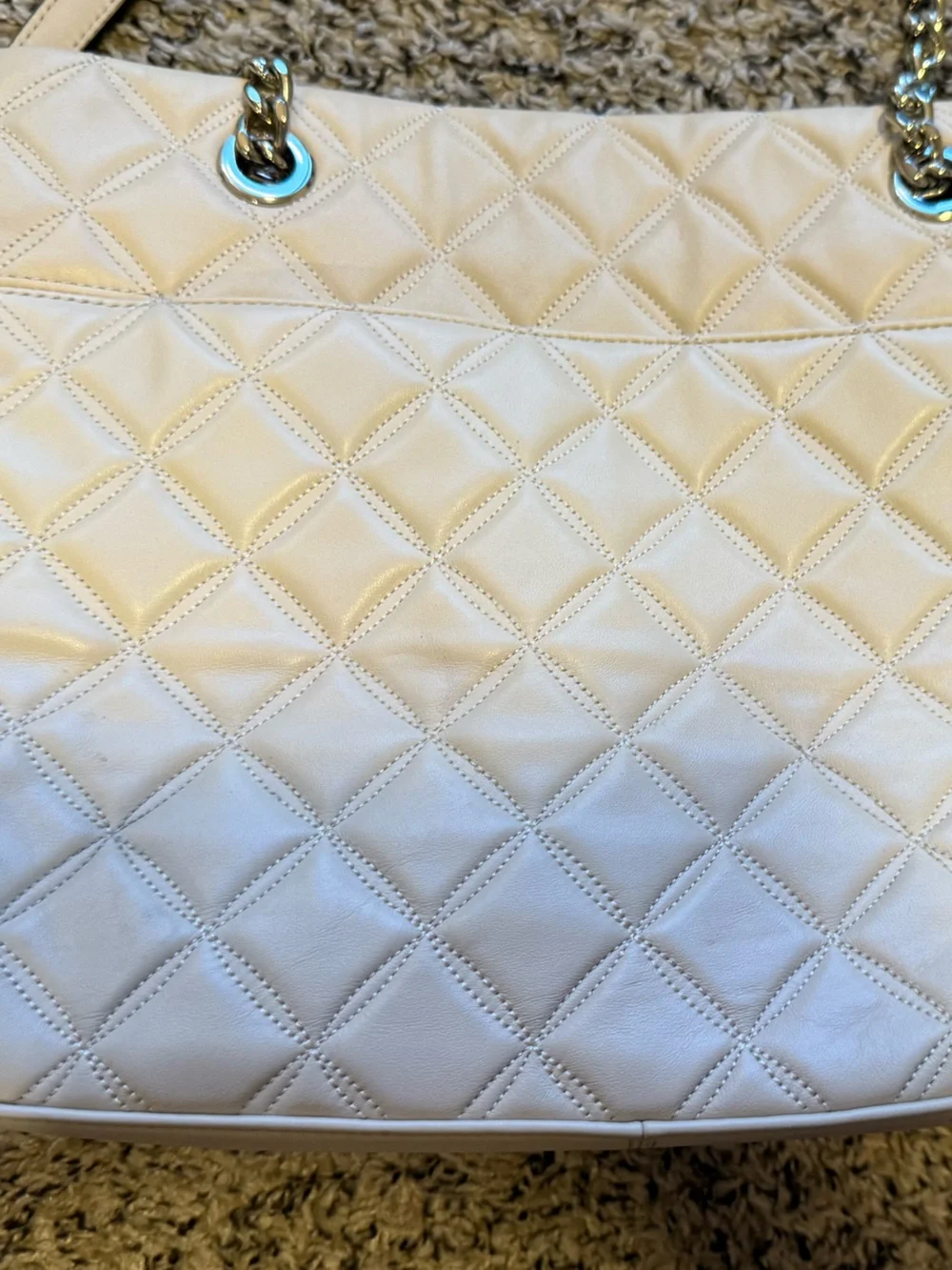 kate spade White Quilted Chain-Handle Tote